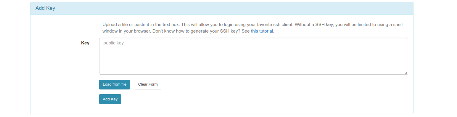Add a key to your CloudLab account.